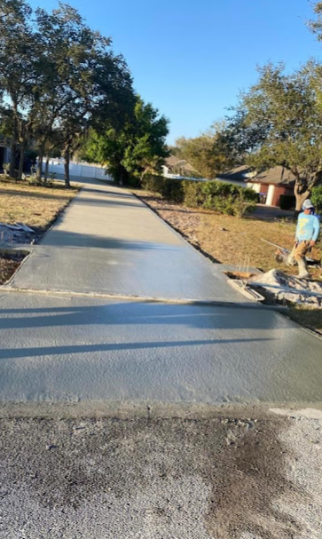 Fresh concrete driveway with clean control joints
